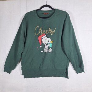 Peanuts Cheers Snoopy Green Christmas Sweatshirt size large